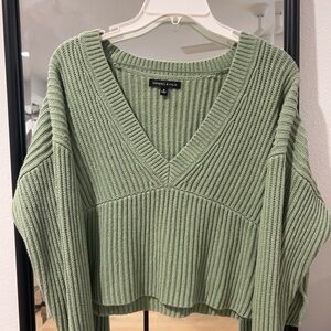 Kendall & Kylie Sage V-Neck Sweater